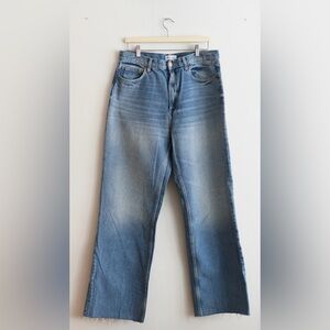 Zara High Rise Straight Leg Jean Raw Hem Size 12